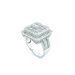 925 Sterling Silver Iced Out Square Shaped Baguette Ring - SR00132