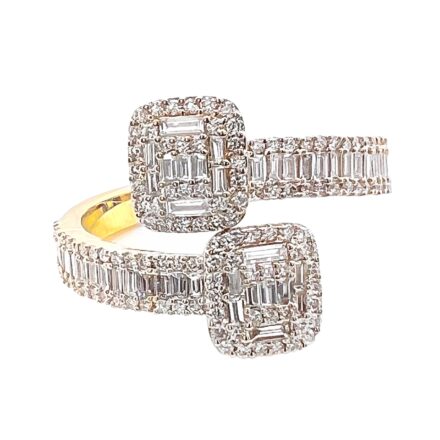 9k Yellow Gold Crossover diamond ring 1.2 ct for men and women.