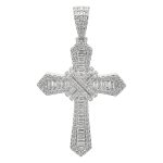 9k White Gold Diamond Baguette Cross Pendant - 2.34 ct