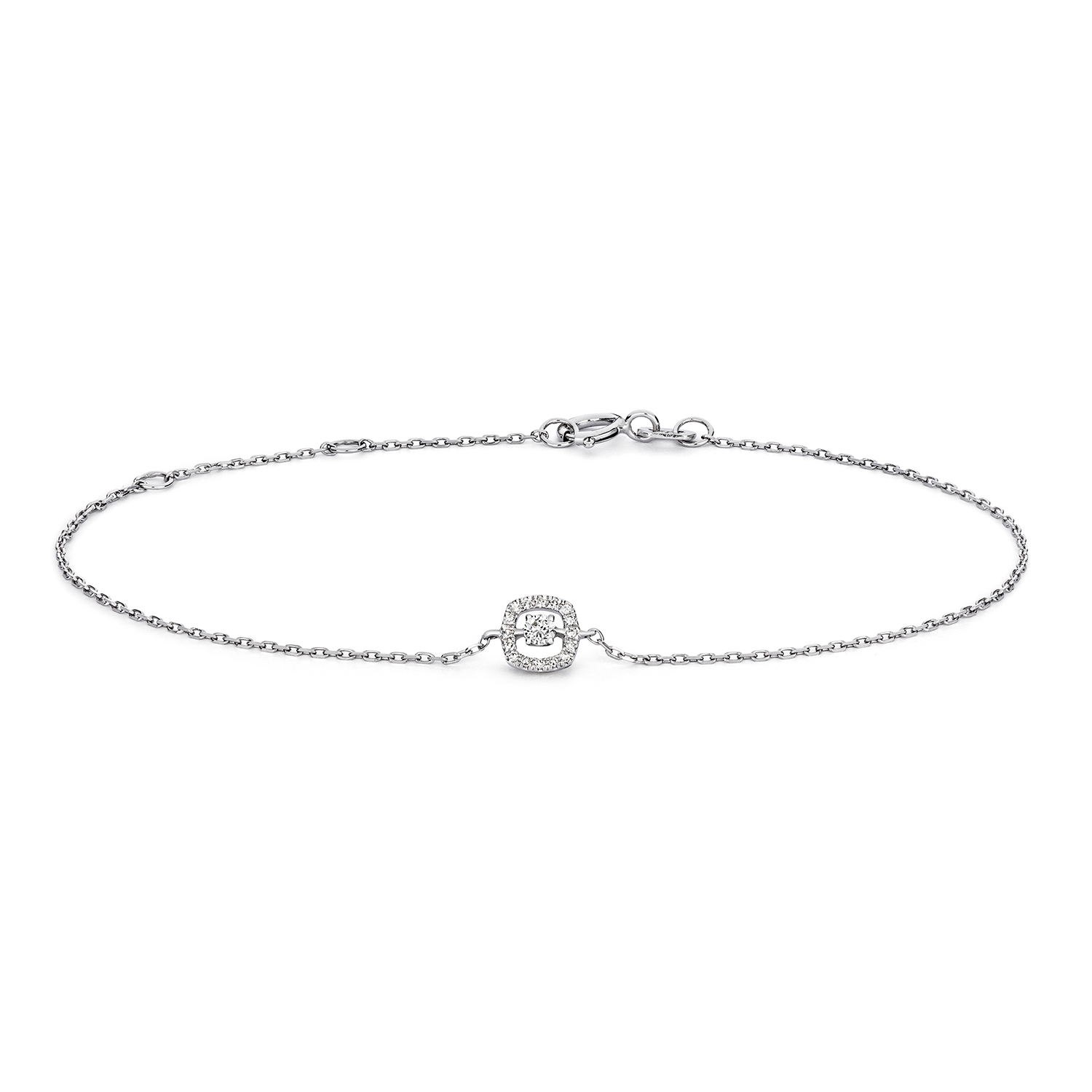 18k White Gold Diamond Cushion Shaped Bracelet - 0.07 ct - Image 1