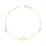9k Yellow Gold Ladies Bracelet - World Globe