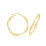 9k Yellow Gold With A Slight Twist Hoop Styled Earrings - TJ1205
