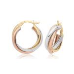 9k Gold Twisted Tri Color Hoop Earrings - 1213