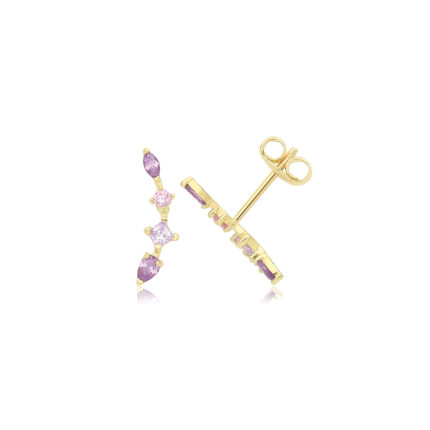 9ct Yellow Gold Star Stud Earrings With CZ - 5mm, Post & Backs Also Gold, UK Made 7 thumbnail image