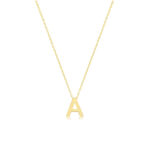 9k Yellow Gold Initial Pendant and Necklace - A-Z