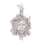 925 Sterling Silver Meduca Head Pendant - 56 x 31 mm