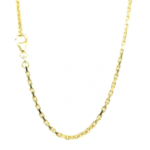 Diamond Cut Belcher Chain also called Anchor chains, in 14k yellow gold, 2.1 mm wide available from 18 to 24 inches in length. This beautiful chain is made with a high standards, where the links are diamond cut with straight shiny surface, in solid and heavy gold. The link is fully Hallmarked in a British assay office for authenticity purposes.