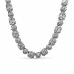 925 Sterling Silver Square Cluster Tennis Necklace - 7 mm - Image 2