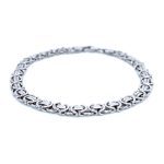 9k White Gold Flat Byzantine Bracelet - 6 mm
