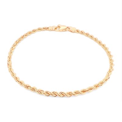 9k Yellow Gold Beautiful Italian Rope Bracelets, 2.5 mm wide with a safety carabine clasp