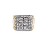 Mens VS1 Diamond Yellow Gold Signet Ring - 1.06 ct