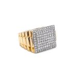 Mens VS1 Diamond Yellow Gold Signet Ring - 1.06 ct - Image 5