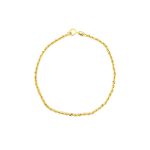 9k Yellow Gold Semi Solid Rope Bracelet - 2 mm - Image 2