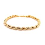 9k Yellow Gold Semi Solid Rope Bracelet - 5 mm