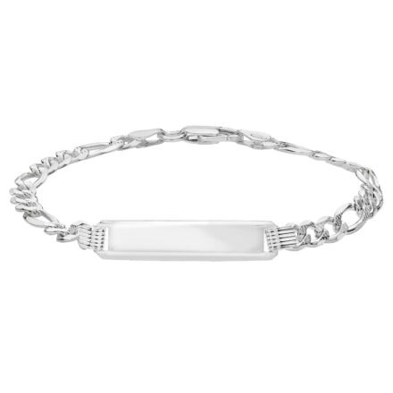 Solid 925 sterling silver figaro bracelet diamond cut patterned for kids and women.