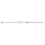 925 sterling silver figaro id bracelet with cut out heart tag.