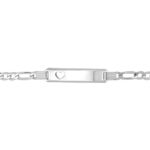 925 Sterling Silver Figaro Cut Out Heart ID Bracelet - 2224 - Image 2