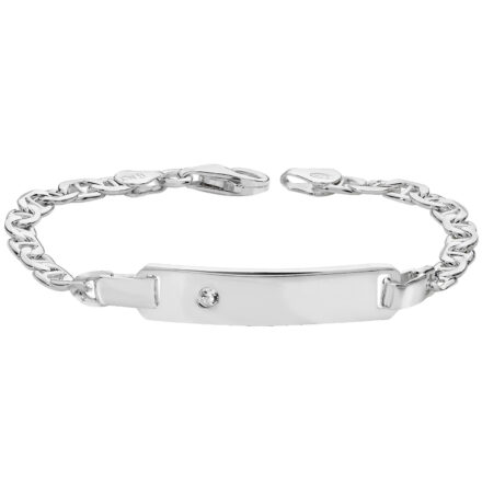925 sterling silver id bracelet anchor link for kids with option to engrave.