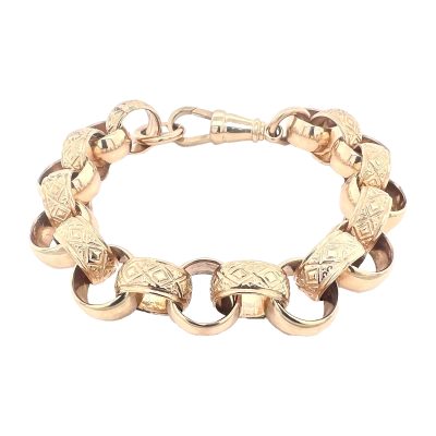 Oval Belcher Bracelets in 9k (375) Yellow Gold, 13 mm wide and 10 inches in length