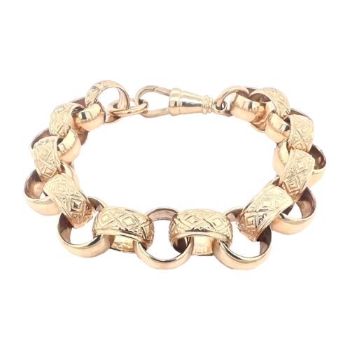 Oval Belcher Bracelets in 9k (375) Yellow Gold, 13 mm wide and 10 inches in length