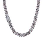 9k White and Rose Gold Diamond Cuban Chain 9.96ct - 7 mm - Image 2