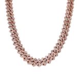 9k Rose Gold Diamond Cuban Chain 14.38ct - 9 mm