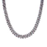 9k White and Rose Gold Diamond Cuban Chain 9.96ct - 7 mm