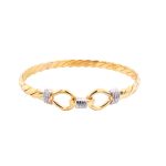 Solid gold double hook bangle bracelet in 9k yellow gold.
