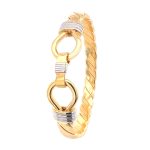 9k Yellow Gold Double Hook Bangle, in 13 mm Plain in solid gold, heavy weight