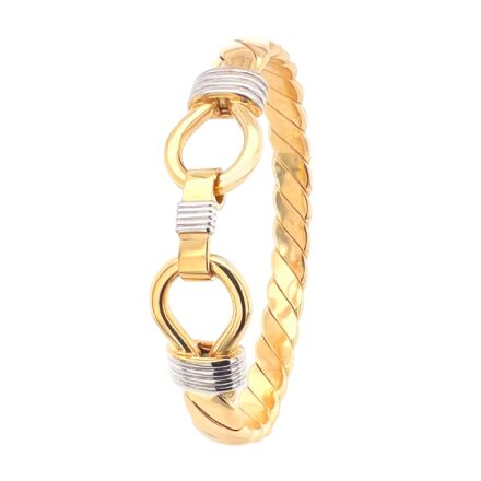 9k Yellow Gold Double Hook Bangle, in 13 mm Plain in solid gold, heavy weight