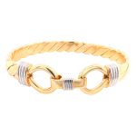 9k Yellow Gold Double Hook Bangle, in 13 mm Plain in solid gold, heavy weight