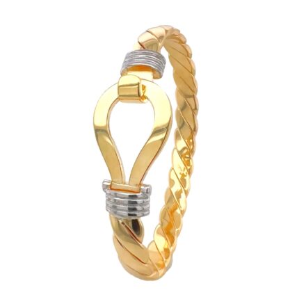 9k Yellow Gold Single Hook Bangle with a 18 mm Plain Hook in solid gold, heavy weight