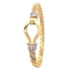 9k Yellow Gold Single Hook Bangle with a 15 mm Plain Hook in solid gold, heavy weight