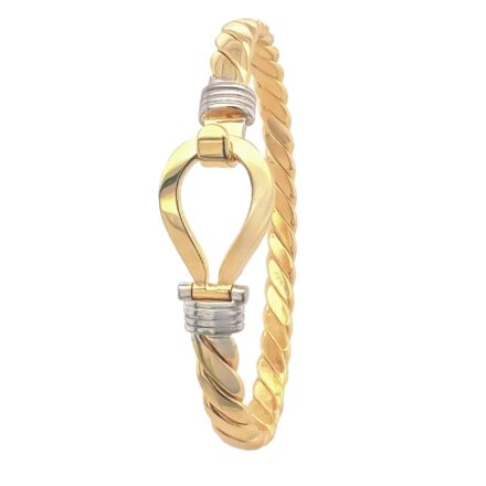 9k Yellow Gold Single Hook Bangle with a 15 mm Plain Hook in solid gold, heavy weight