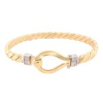 9k Yellow Gold Single Hook Bangle with a 15 mm Plain Hook in solid gold, heavy weight