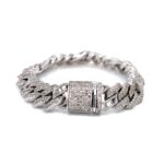 9k White Gold Diamond Cuban Bracelet 11.76 ct - 13 mm