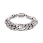 9k White Gold Diamond Cuban Bracelet 11.76 ct - 13 mm - Image 2