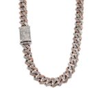 9k White and Rose Gold Diamond Cuban Chain 12.50ct - 7.3 mm - Image 2