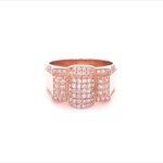 9k Rose Gold Diamond Wavy Signet Ring - 0.88 ct