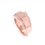 9k Rose Gold Diamond Wavy Signet Ring - 0.88 ct - Image 2