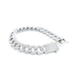 925 Sterling Silver Full Baguette Cuban Bracelet - 14 mm