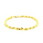 9k Yellow Gold Solid Diamond Cut Rope Bracelet - 5 mm