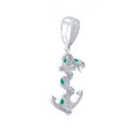 925 Sterling Silver Snake Anchor Pendant - 65 x 25 mm - Image 2