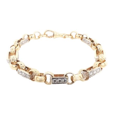 9k Yellow Gold Stone Set Gypsy Link Belcher bracelet with round and square links.