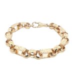 9k Yellow Gold Gypsy Link Belcher bracelet with round and square links.