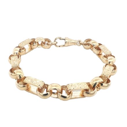 9k Yellow Gold Gypsy Link Belcher bracelet with round and square links.