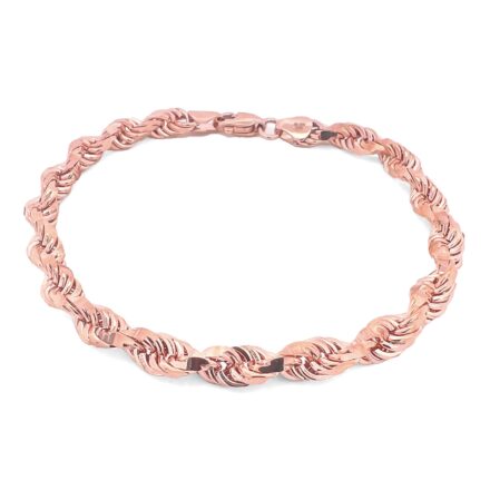 The bracelet is completely solid with a shiny finish, the links are diamond cut which makes the chain reflect the light that hits it