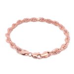 The bracelet is completely solid with a shiny finish, the links are diamond cut which makes the chain reflect the light that hits it