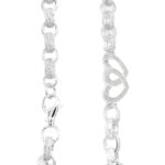 925 Streling Silver Belcher Chain Double Heart Cz and Patterned Links - 16 mm - Image 2