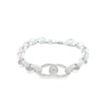 925 Streling Silver Belcher Bracelet Gucci Plain and Stone Set Links - 15.50 mm